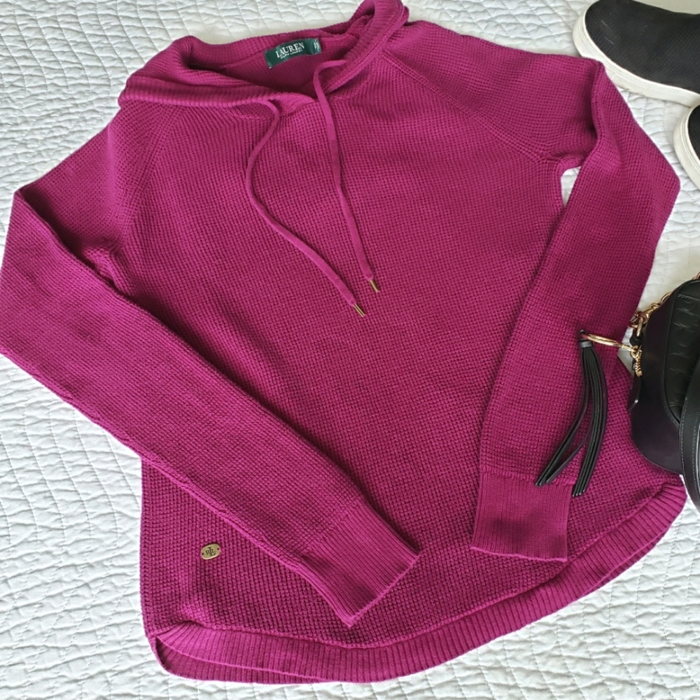 Lauren Ralph Lauren Hooded Knit Pullover Sweater Size Small